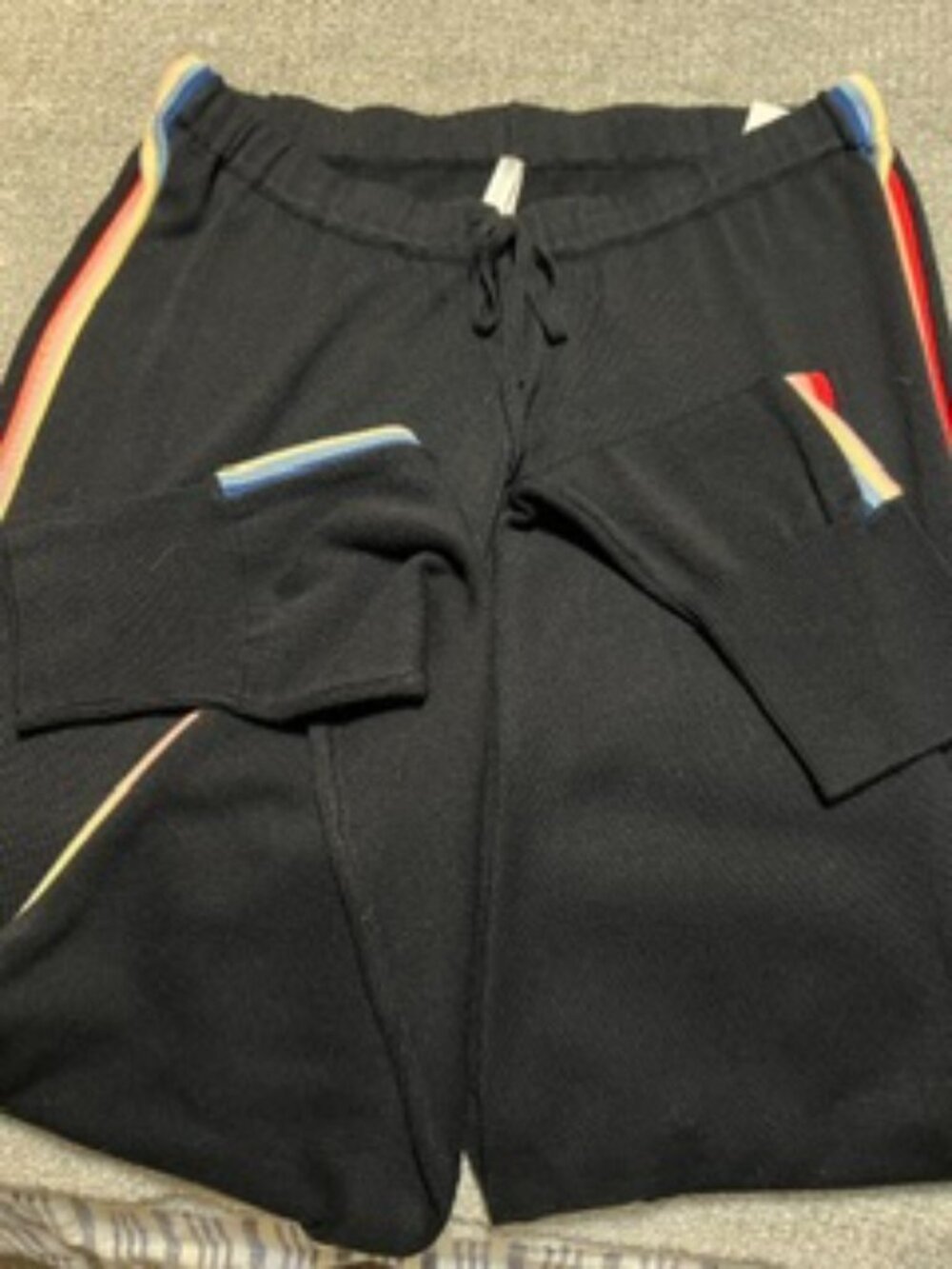 NWT Spiritual Gangster Black Joggers with Striped Colored Trim Size Medium